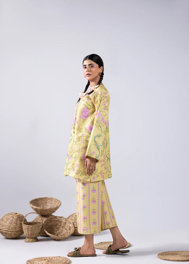 Amber Imran | Co-ords Printed Lawn - Sage Yellow