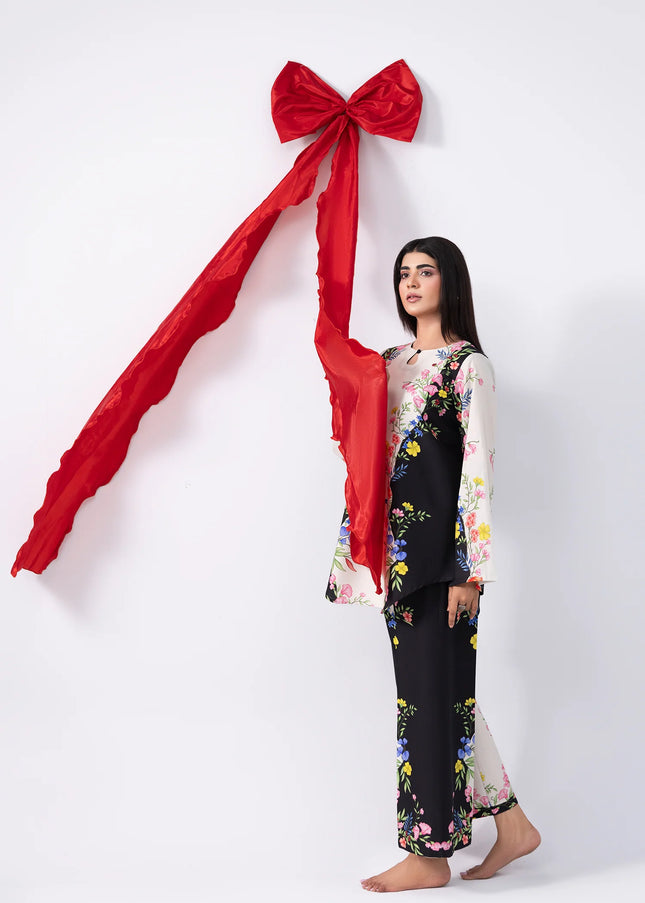 Amber Imran | Co-ords Printed Lawn - Mono Bloom