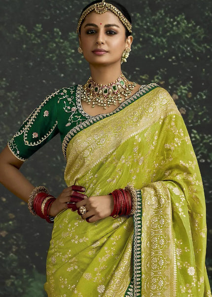 Green Embroidered Wedding Saree