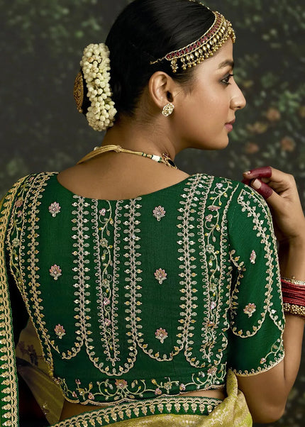Green Embroidered Wedding Saree