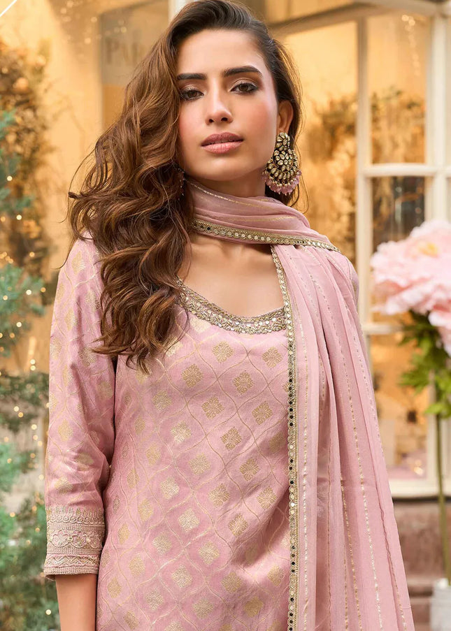 Pink Embroidered Gharara Suit