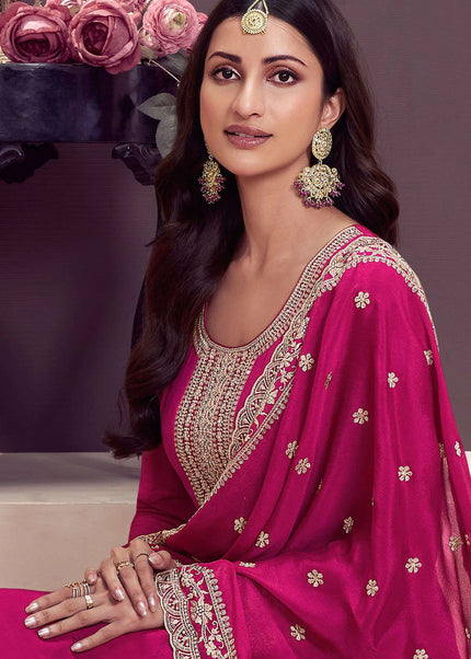 Pink Embroidered Anarkali Gown