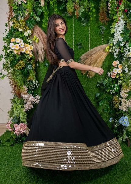 Black Embroidered Lehenga Choli