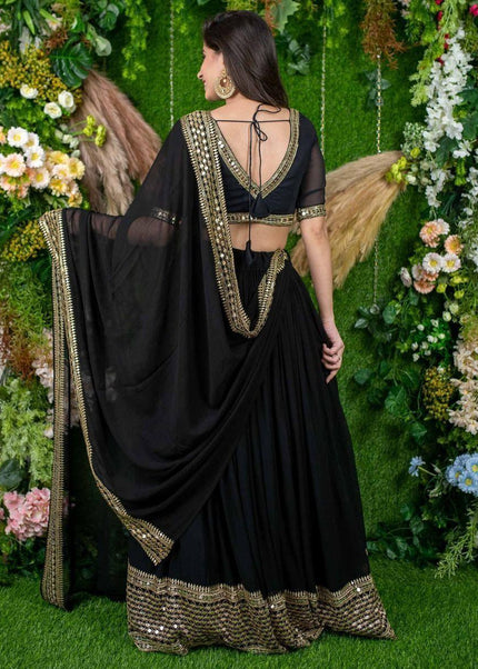 Black Embroidered Lehenga Choli