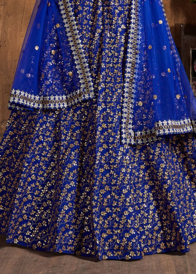 Royal Blue Embroidered Lehenga Choli