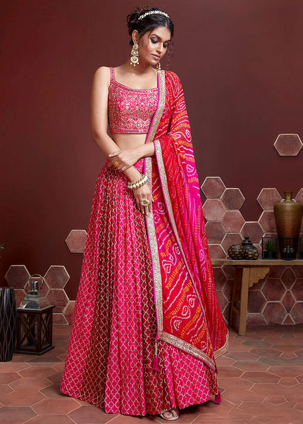 Pink and Gold Embroidered Lehenga