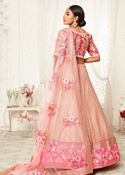 Pink and Gold Embroidered Lehenga