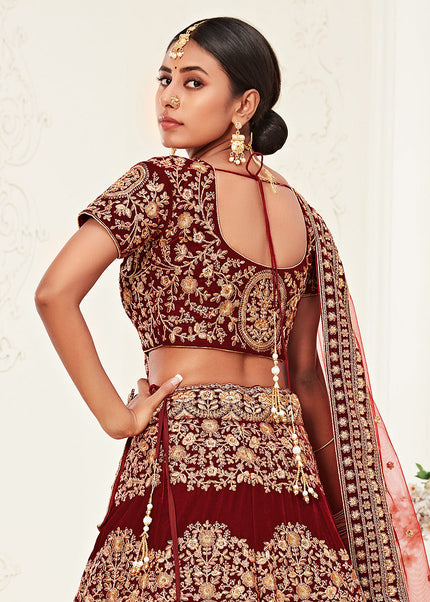 Red and Gold Embroidered Lehenga