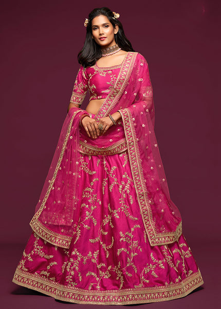 Pink and Gold Embroidered Lehenga