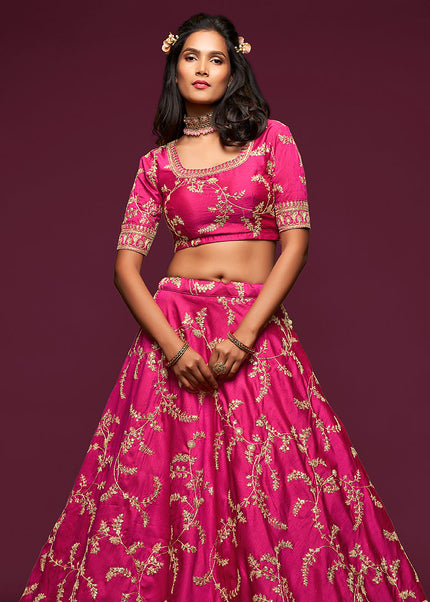 Pink and Gold Embroidered Lehenga