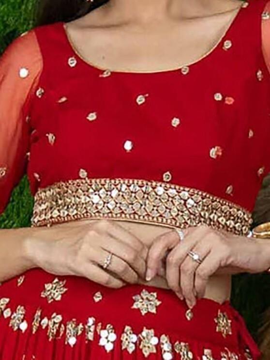 Red Embroidered Lehenga Choli