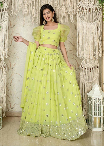 Green Embroidered Lehenga Choli