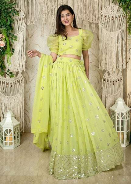 Green Embroidered Lehenga Choli