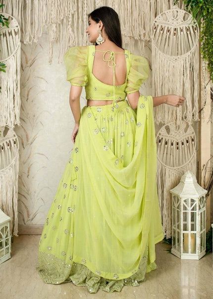 Green Embroidered Lehenga Choli