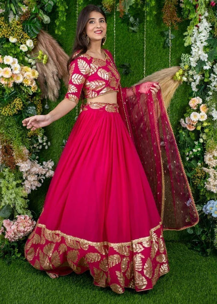Pink Embroidered Lehenga Choli