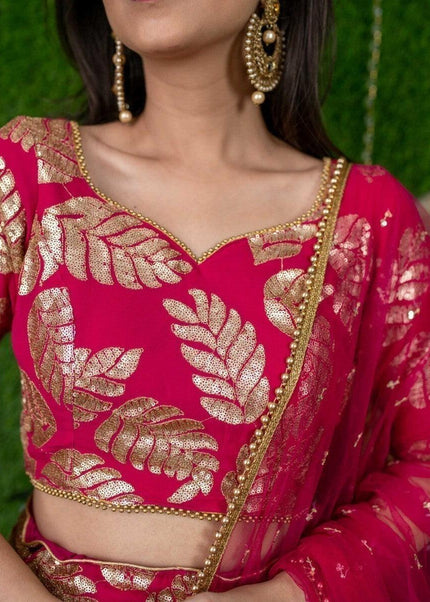 Pink Embroidered Lehenga Choli