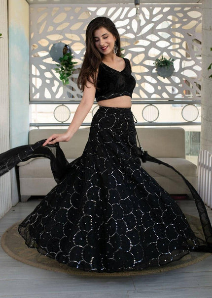 Black Embroidered Lehenga Choli