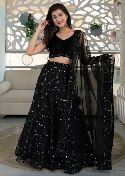 Black Embroidered Lehenga Choli