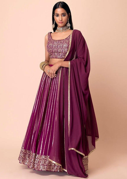 Purple Embroidered Lehenga Choli