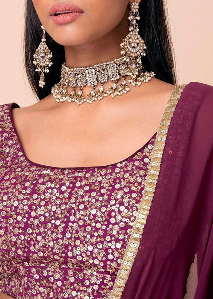 Purple Embroidered Lehenga Choli