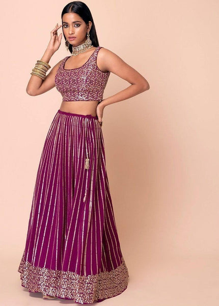 Purple Embroidered Lehenga Choli