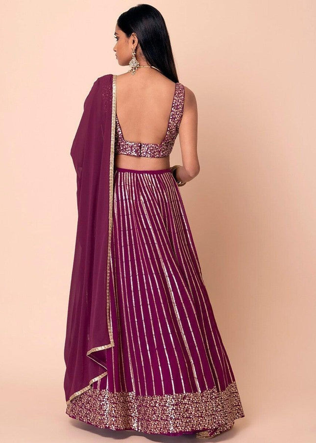 Purple Embroidered Lehenga Choli
