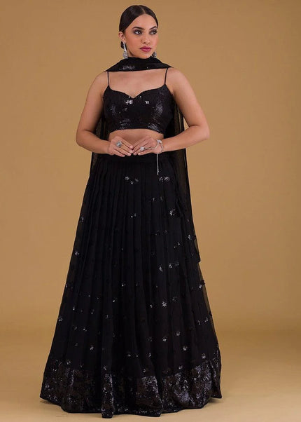 Black Embroidered Lehenga Choli