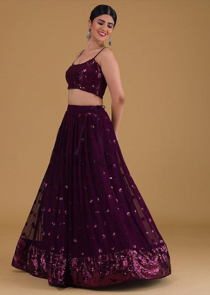 Purple Embroidered Lehenga Choli