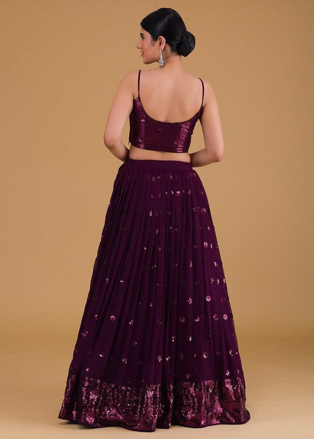 Purple Embroidered Lehenga Choli
