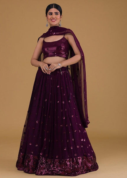 Purple Embroidered Lehenga Choli