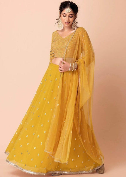 Yellow Embroidered Lehenga Choli