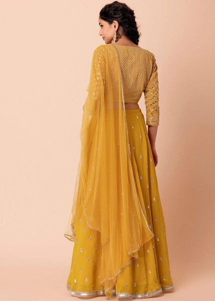Yellow Embroidered Lehenga Choli