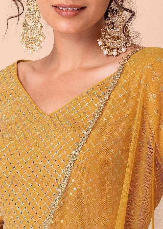 Yellow Embroidered Lehenga Choli