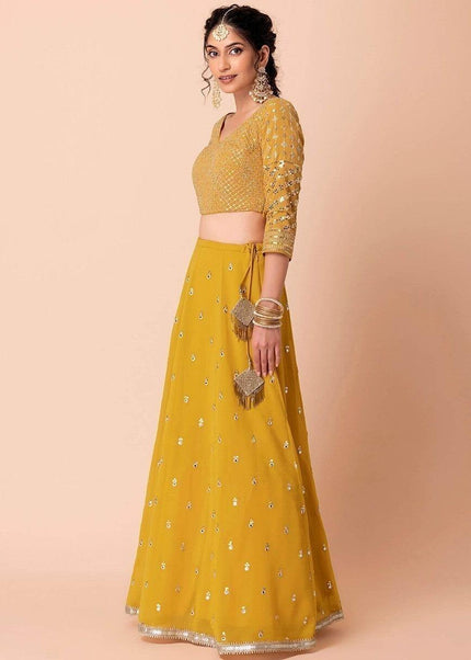Yellow Embroidered Lehenga Choli