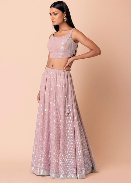 Pink Embroidered Lehenga Choli