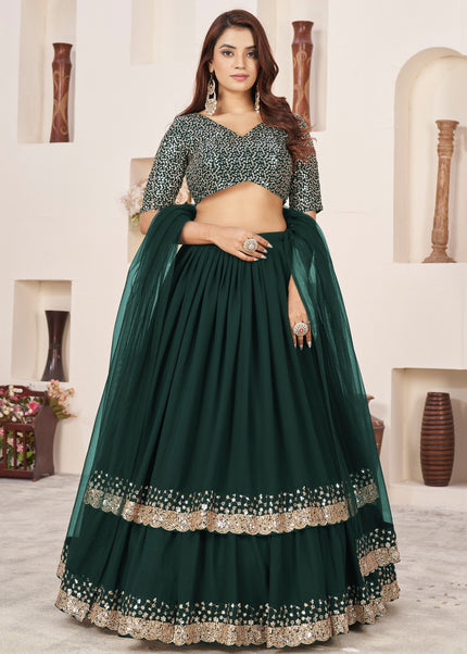 Green Embroidered Lehenga Choli