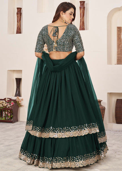 Green Embroidered Lehenga Choli