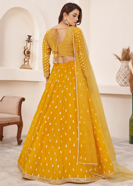 Yellow Embroidered Lehenga Choli