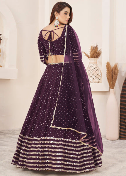 Purple Embroidered Lehenga Choli