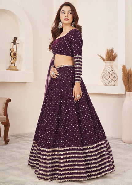 Purple Embroidered Lehenga Choli