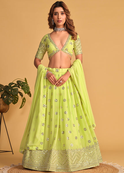 Green and Gold Embroidered Lehenga Choli