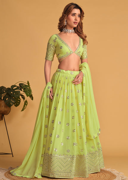 Green and Gold Embroidered Lehenga Choli