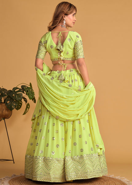 Green and Gold Embroidered Lehenga Choli