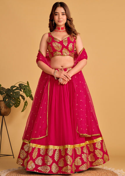 Pink and Gold Embroidered Lehenga Choli