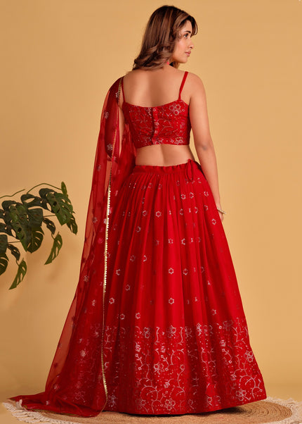 Red Embroidered Lehenga Choli