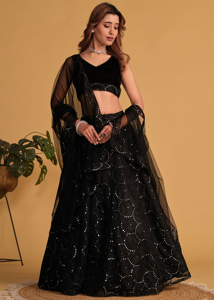 Black Embroidered Lehenga Choli