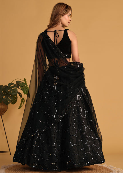 Black Embroidered Lehenga Choli