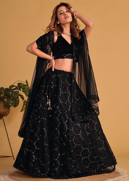 Black Embroidered Lehenga Choli