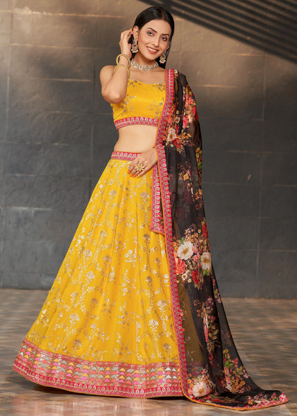 Yellow Embroidered Lehenga Choli