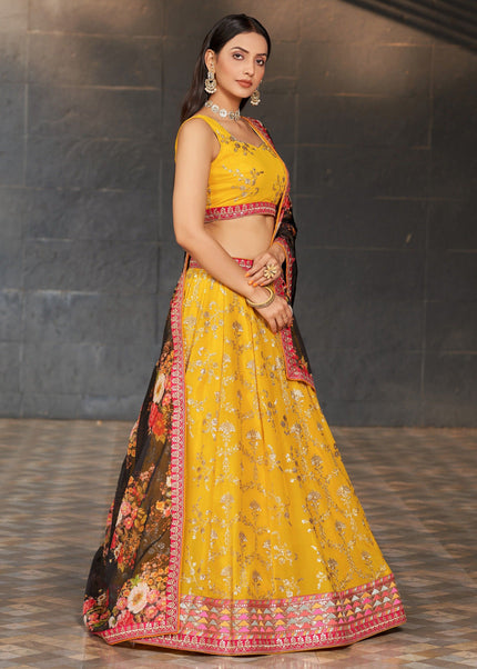 Yellow Embroidered Lehenga Choli